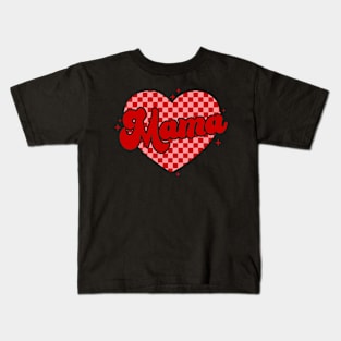 Retro Groovy Mama is My Valentine Cute Heart Boys Girls Kids Kids T-Shirt